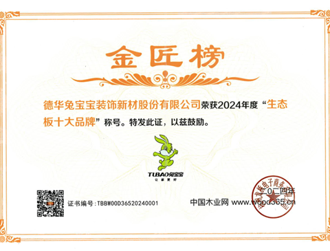 滿載榮譽(yù) 砥礪前行|兔寶寶榮獲2024中國(guó)板材金匠榜兩項(xiàng)大獎(jiǎng)